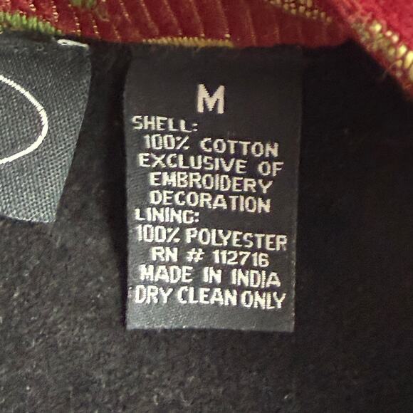 VTG Entice Black Velvet Floral Embroidered Long Coat Duster Size M Boho Hippie - Picture 5 of 6